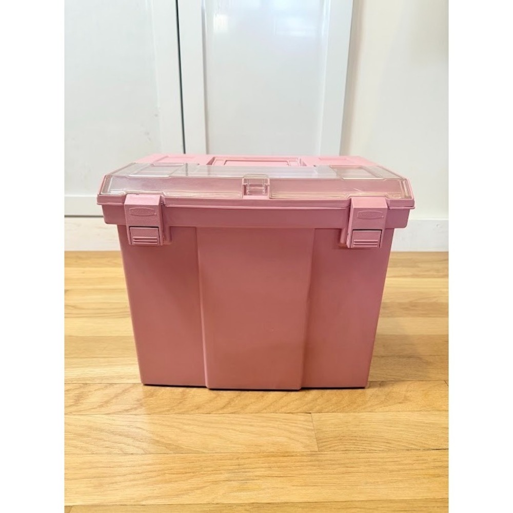 Vtg Rubbermaid Portable File Folder Carry Case Storage Box Pink Hard Shell